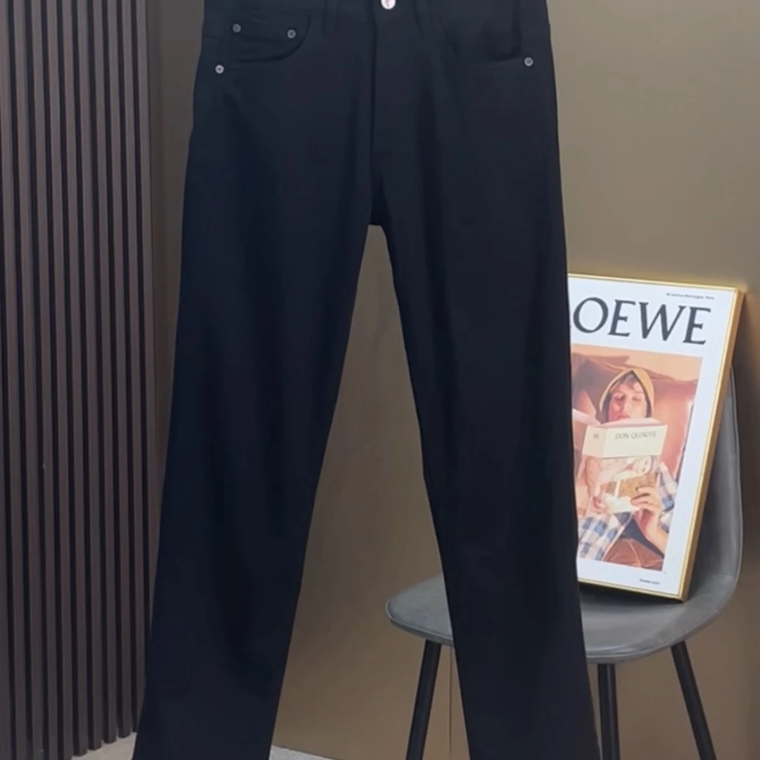 2025春夏薄款黑色男士牛仔裤高端欧货简约百搭修身小直筒长裤
