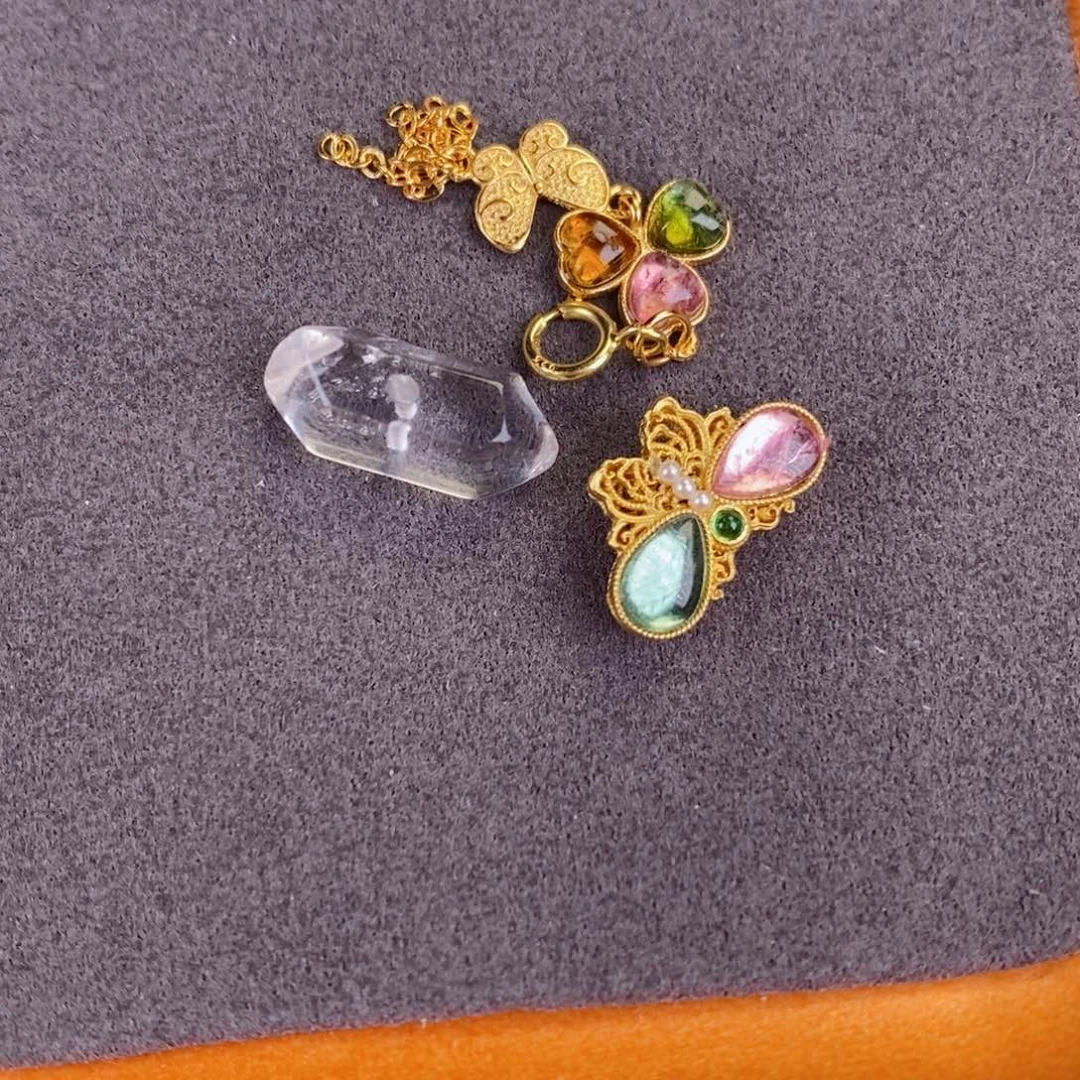 水晶珠宝半成品银S925镀金镶嵌