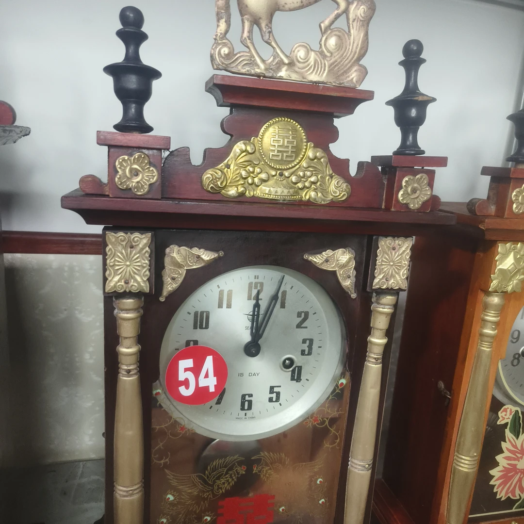 厂家厂家】三五牌机械钟实木挂钟表老式风水上弦链发条纯落地欧式