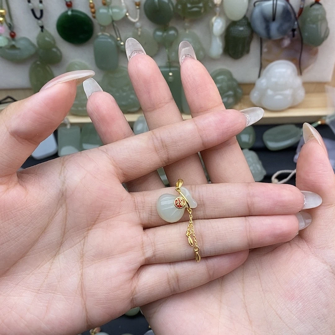 和田玉银S925镶嵌吊坠(不含链)