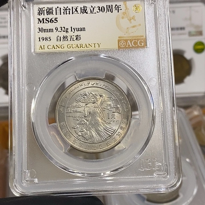 铜新疆纪念币一枚，65