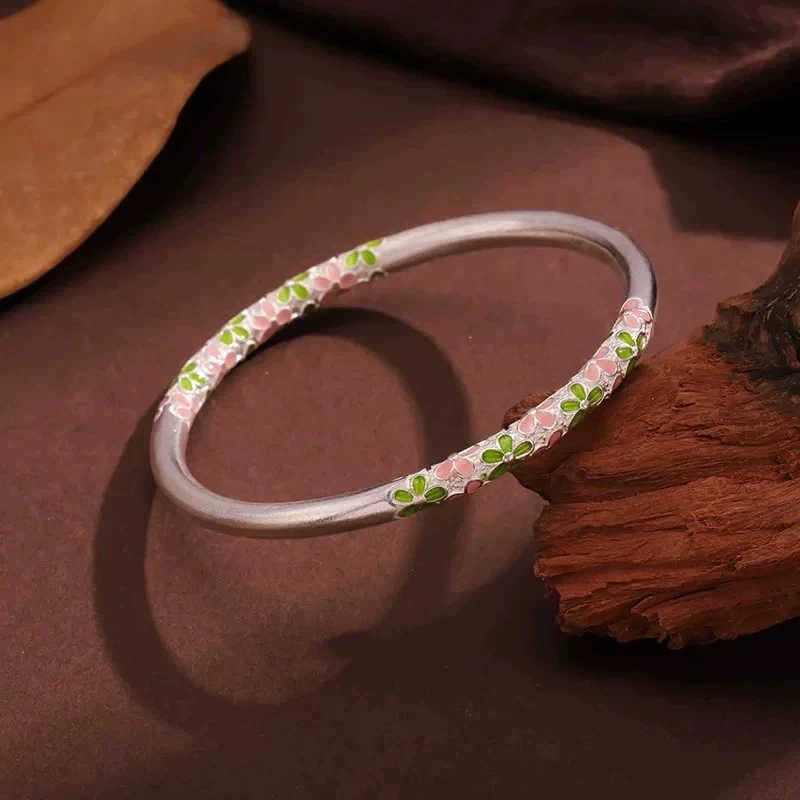 足银手镯 彩色【闭口手镯】足银999.9 清库存带证书礼盒包装简约