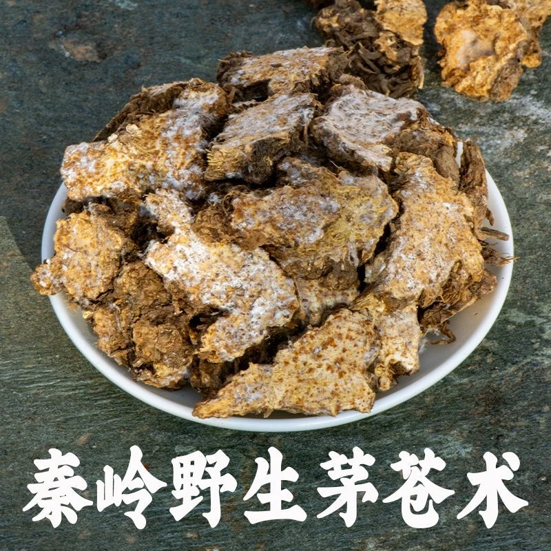 80秦岭野生茅苍术油室饱满析霜朱砂点明显