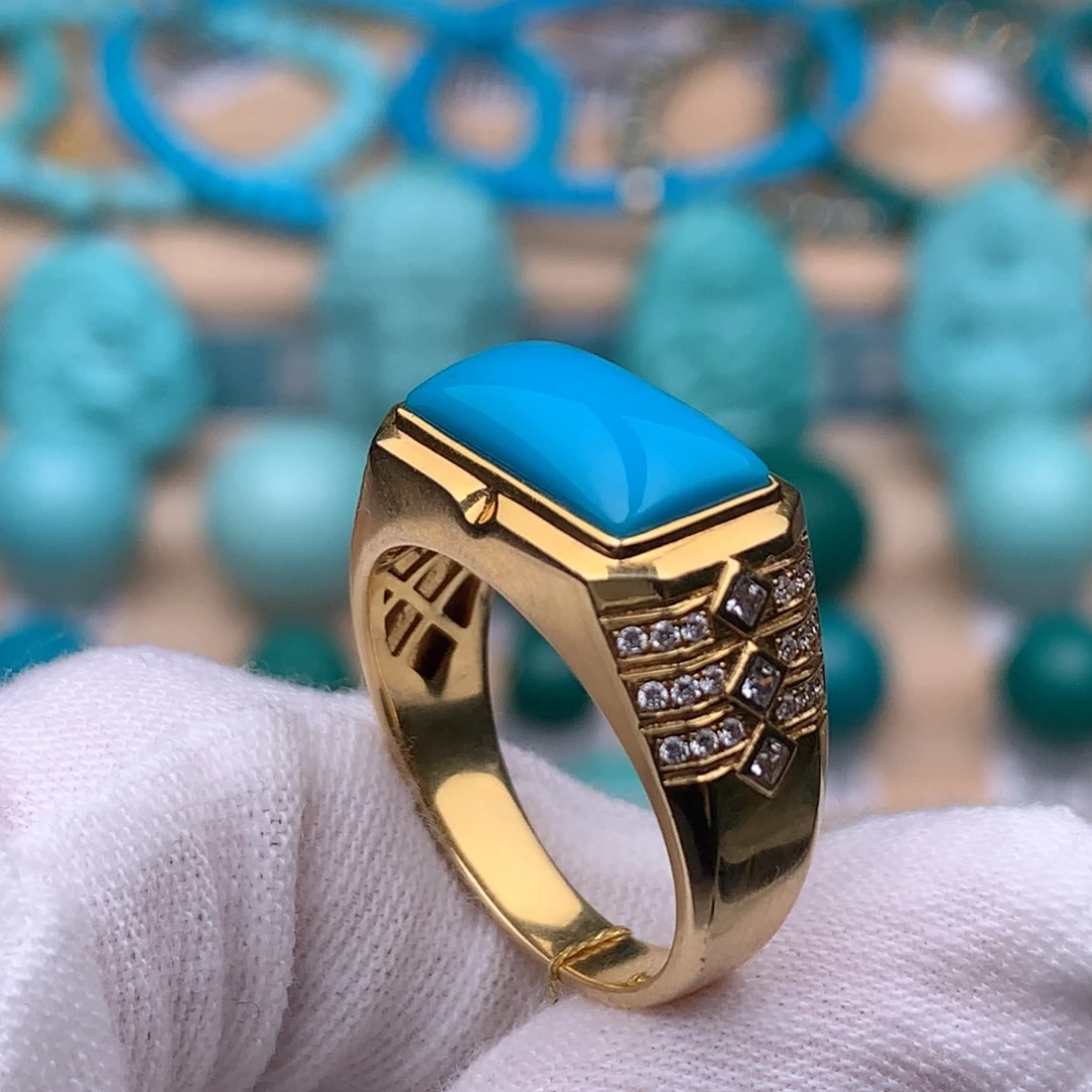 绿松石18K金镶嵌珠宝奇石