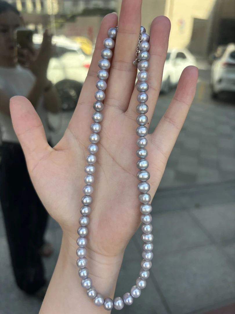 1301铂金灰珍珠项链