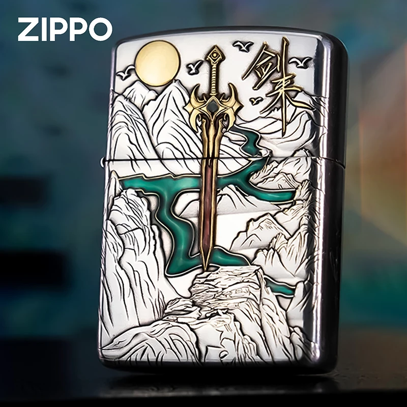 ZIPPO/之宝打火机剑来镀银镀金色珐琅盔甲原装正品防风煤油 DYF1