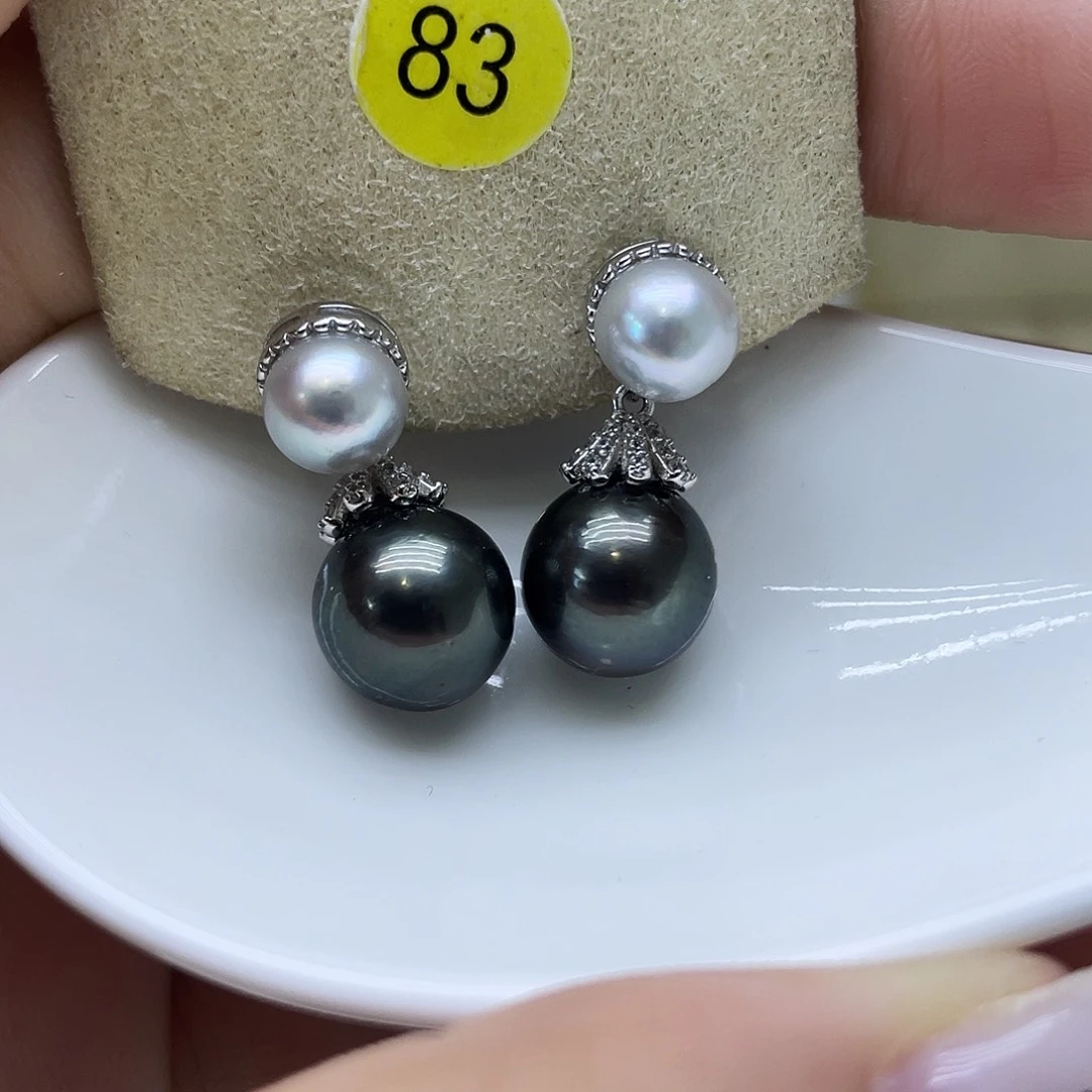 银S925镶嵌海水珍珠耳饰