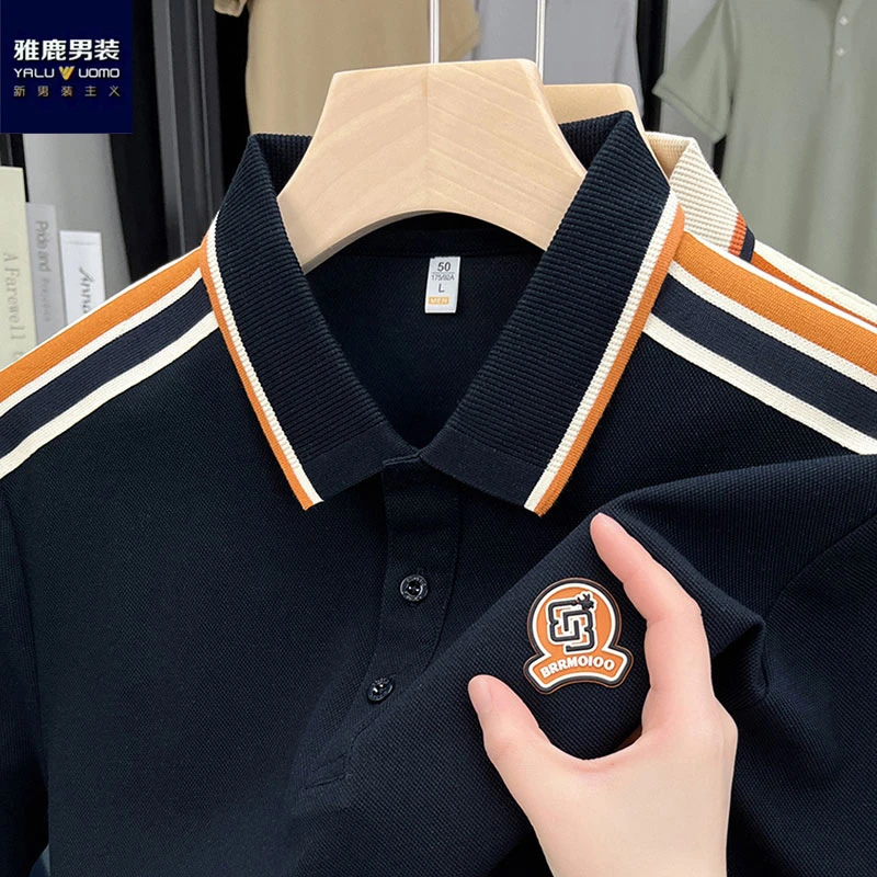 雅鹿男装Polo衫欧美风薄款夏季POLO衫潮流宽松半袖运动男士