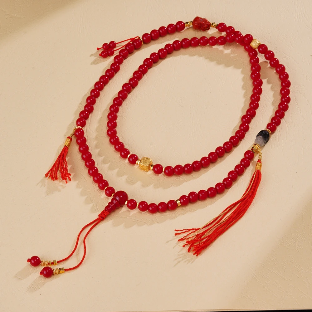 吊坠925银琉璃 云丹拉姆丨怀业108颗项链约8*6.9mm