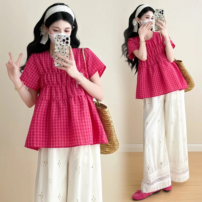 孕妇装夏季新款爆款韩版宽松女2025减龄孕妇上衣休闲孕妇阔腿裤潮