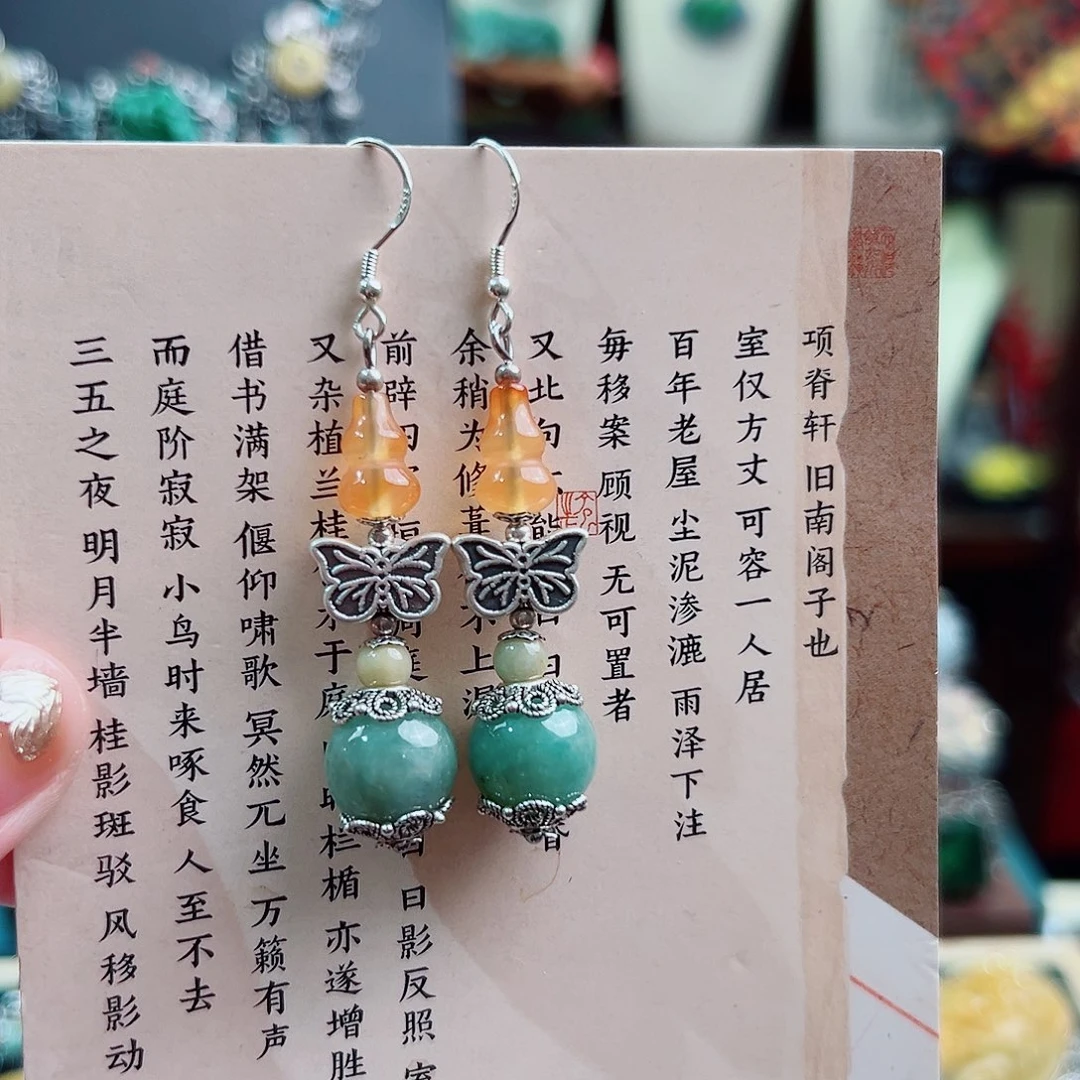 翡翠未镶嵌挂件耳环