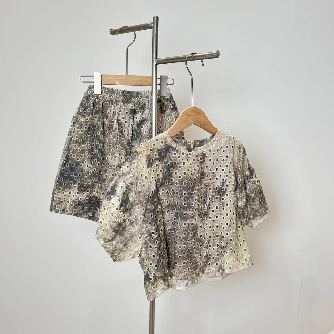 夏款女童套装黄墨绿3269鼓系