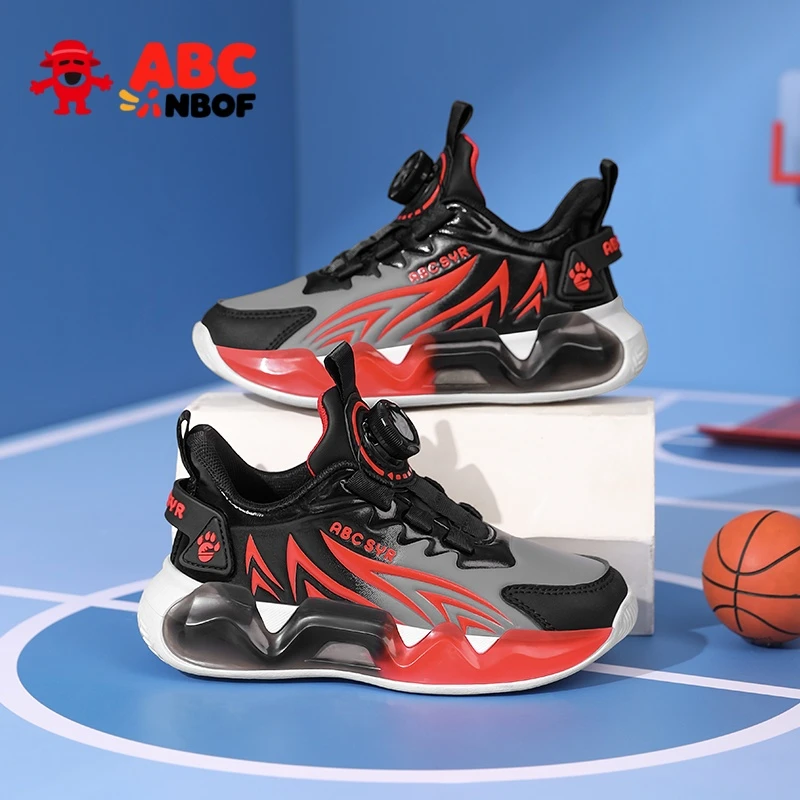 ABC NBOF男童鞋子春秋2025潮运动鞋皮面防水中大童防滑儿童跑步鞋