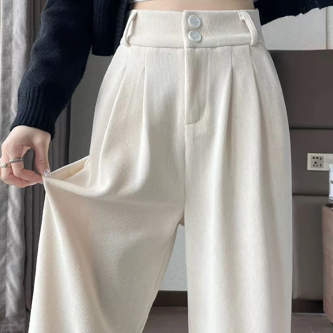 窄版阔腿裤裤子女2025新款秋冬款常规小个子灯芯绒西装裤休闲裤