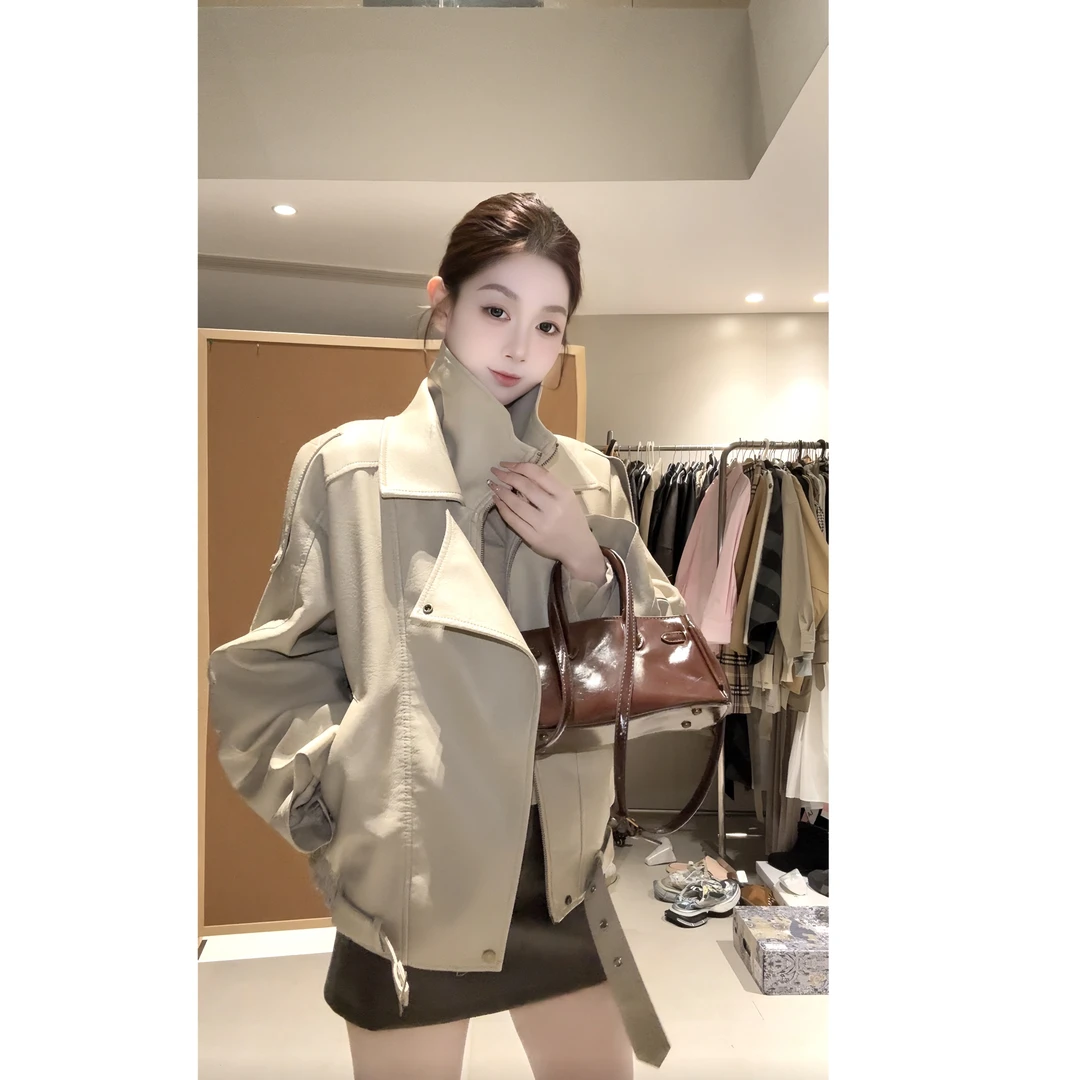 AAA秋季新款ins皮衣外套女港风辣妹百搭皮夹克韩版风宽松机车服