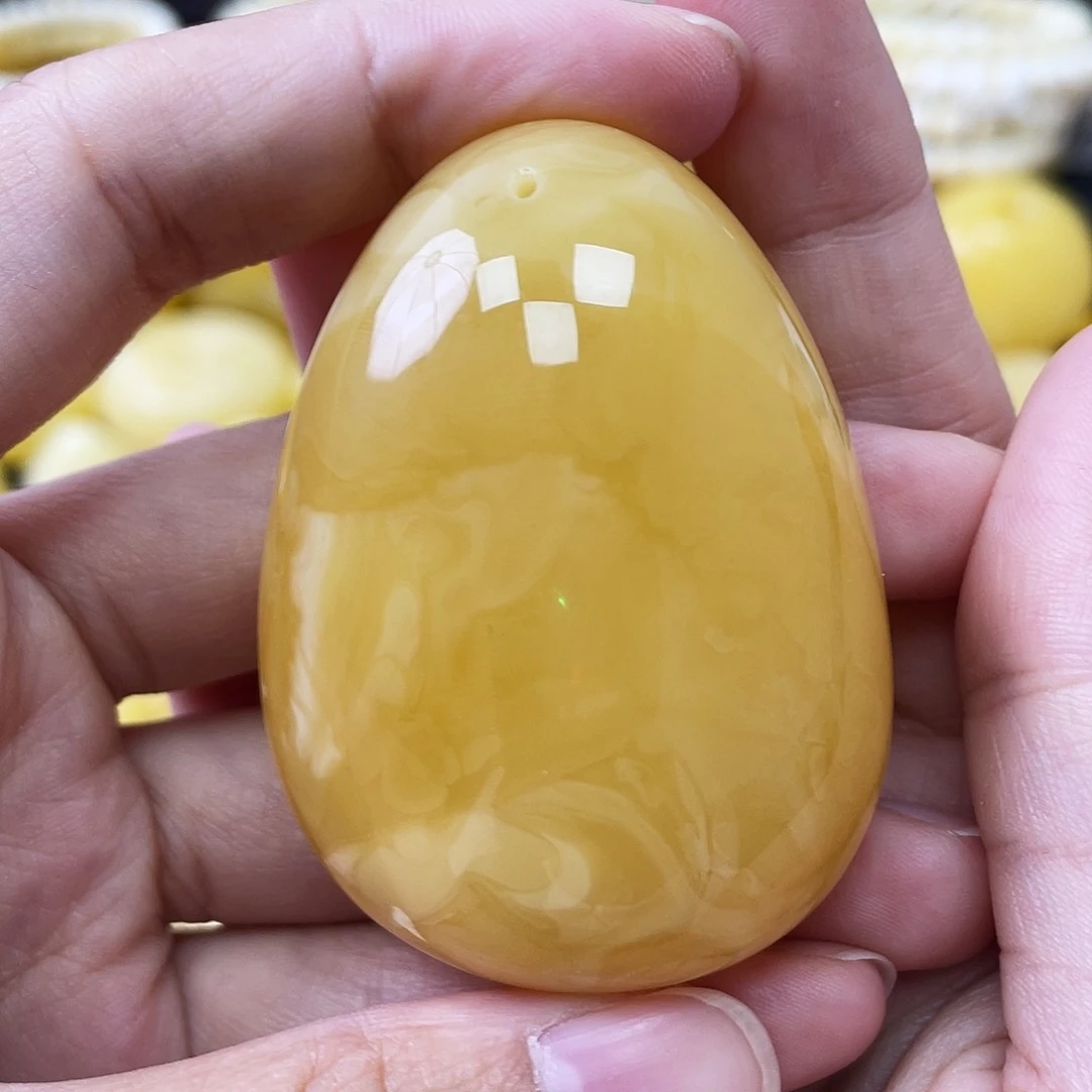 蜜蜡未镶嵌珠宝奇石浓咖蜡水滴吊坠