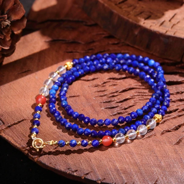 【泓贝珠宝-M510】925银配饰青金石钻切面珠设计款项链