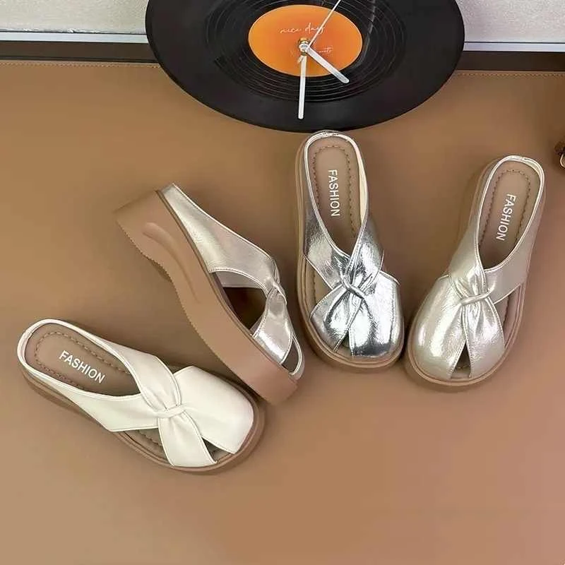 厚底增高勃肯包头半拖鞋女夏外穿2025新款小个子高级感时尚凉拖鞋