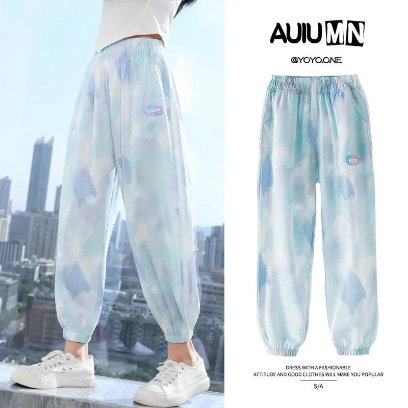 女童夏季防蚊裤2025新款大童夏装冰丝凉凉裤儿童薄款休闲运动裤子