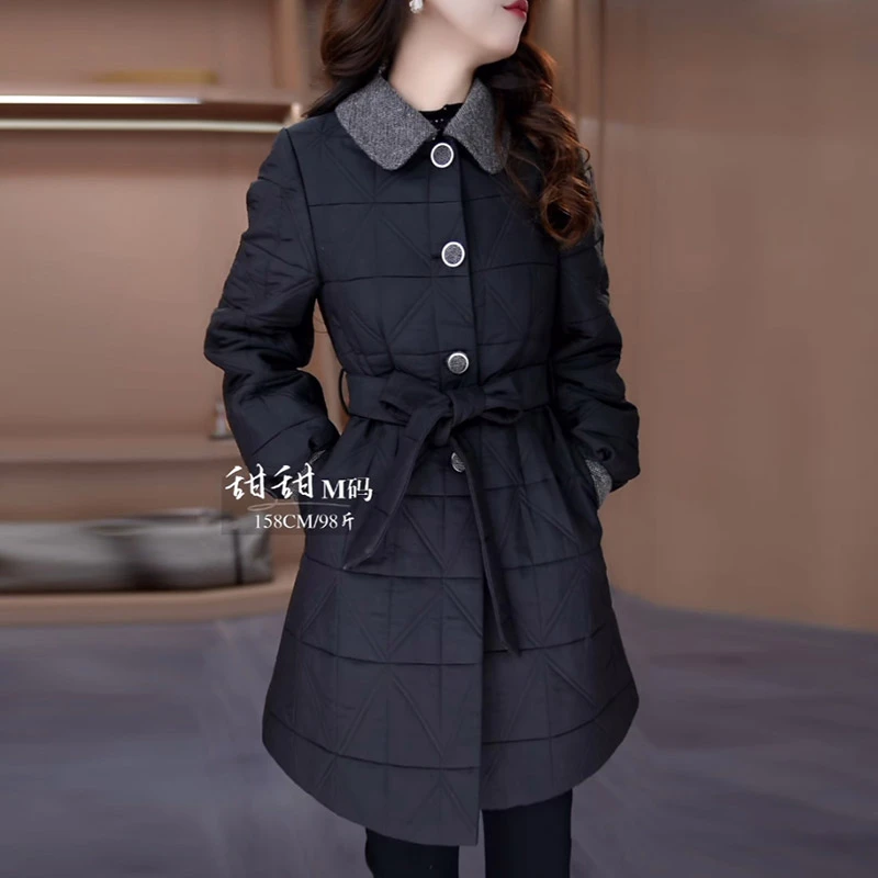 免洗时尚保暖黑色羽绒服女士2025冬季新款收腰显瘦轻薄白鸭绒外套