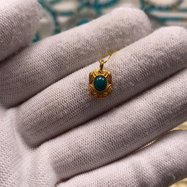 绿松石珠宝奇石18K金镶嵌