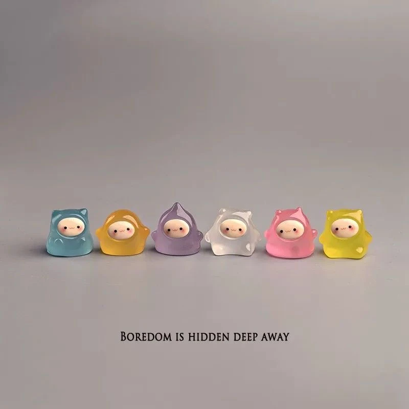 卡通夜光幽灵立体萌粒公仔装饰品配件桌面车载迷你微景观创意摆件