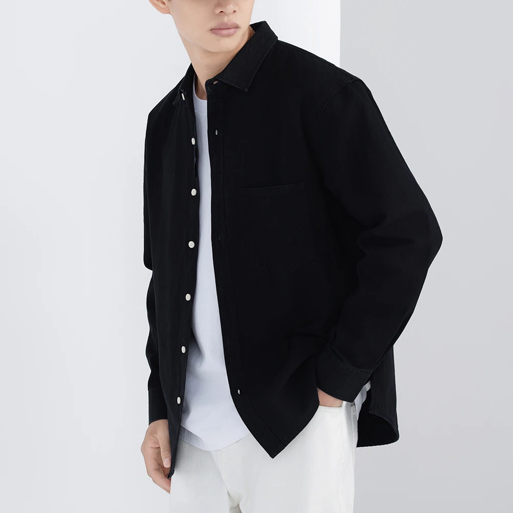 韩版简约休闲衬衫百搭大方纯色微宽松洗水衬衫S102