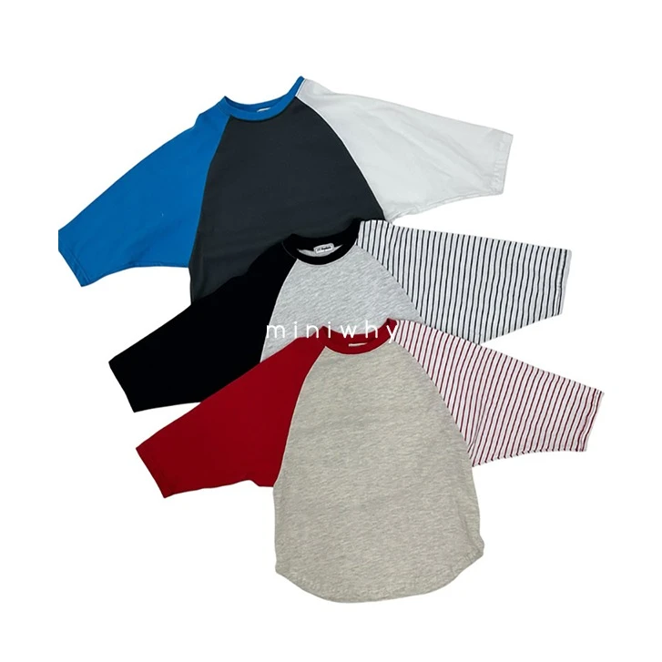miniwhy韩国童装代购"棉软亲肤拼接插肩袖长T 宽松舒适 新OTR25春
