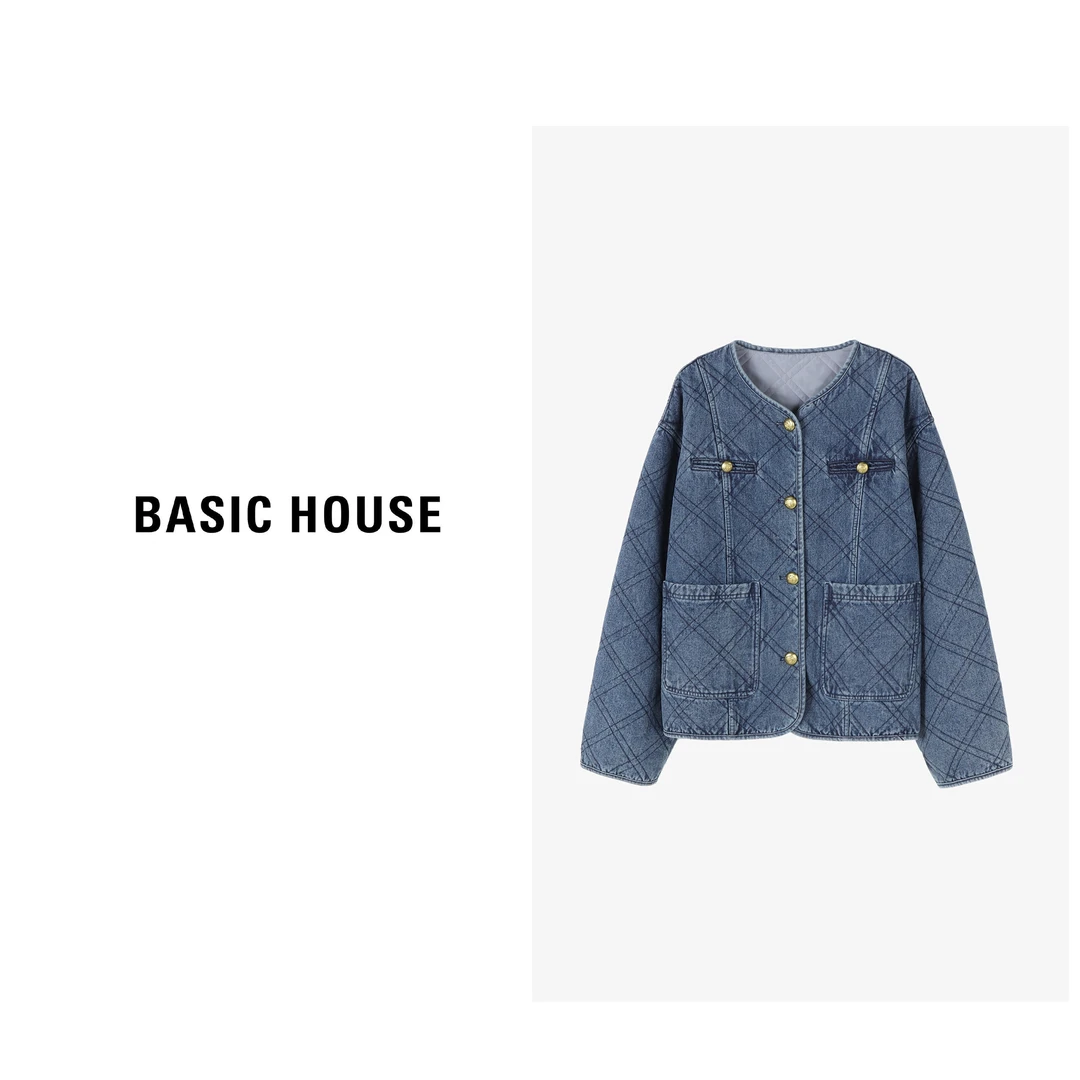 Basic House/百家好秋季新款简约复古牛仔梭织外套B0624E5Z762