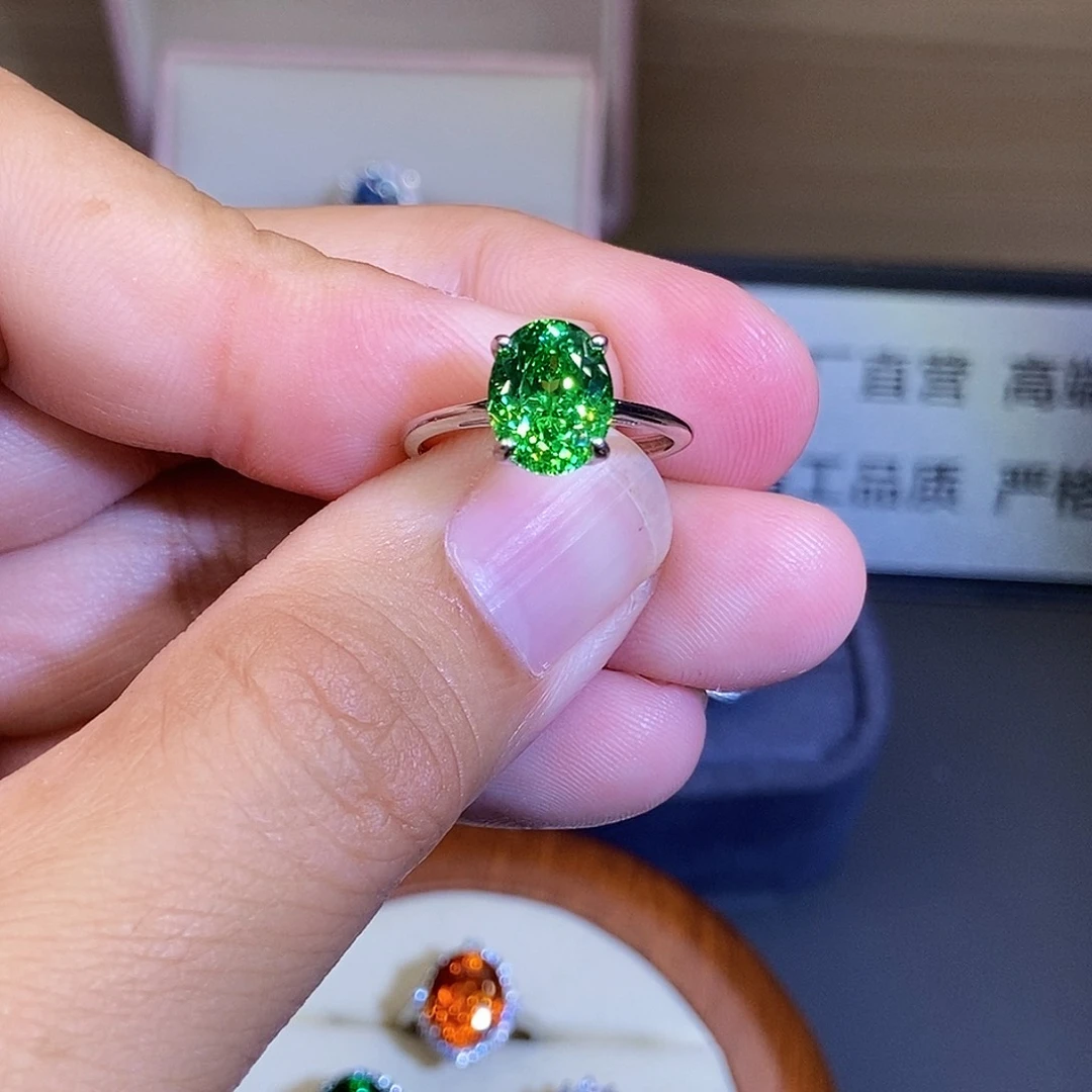 银S925镶嵌碧玺戒指