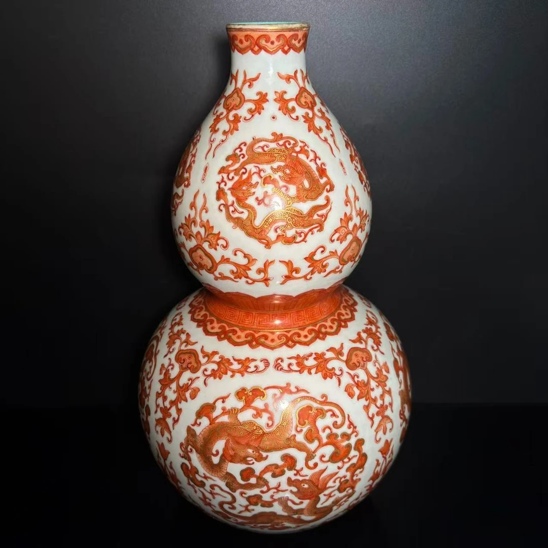 Lot38-矾红葫芦瓶-清乾隆年制款H:33.5cm-LF12090070001081