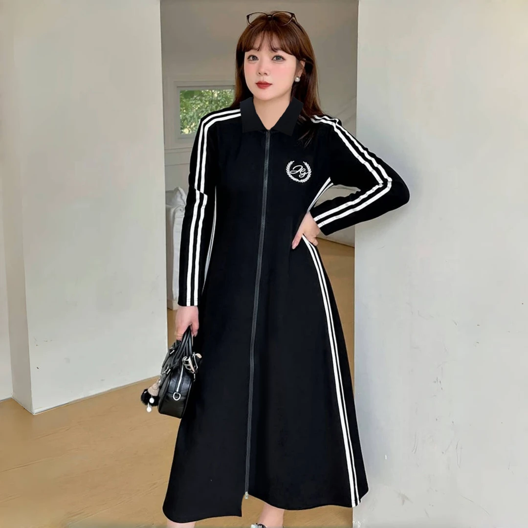 断码捡漏~路易斯安 / 立领显瘦拉链连衣裙6886花契200斤胖mm秋季