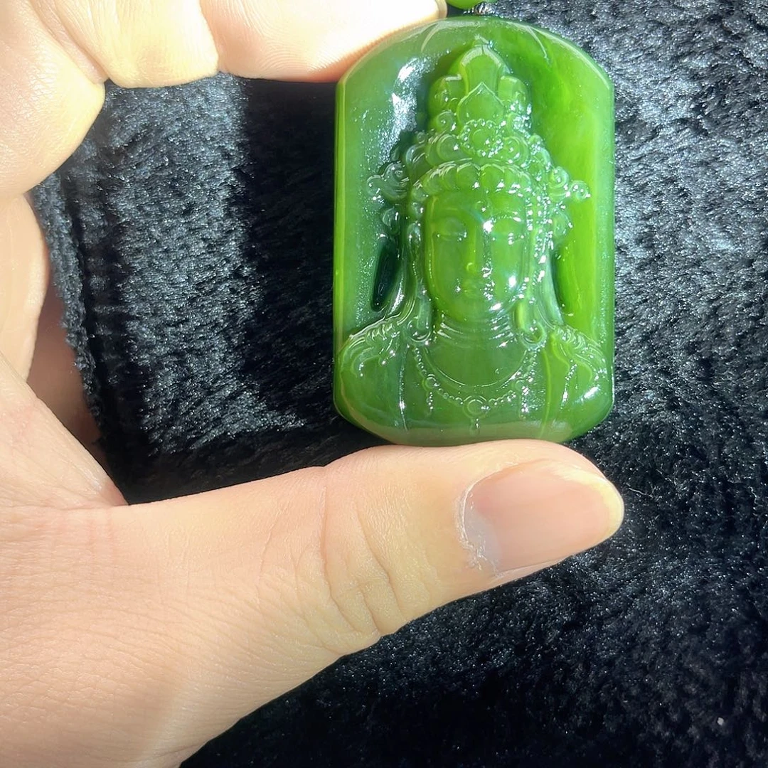 笑***药和田玉（碧玉）未镶嵌吊坠(不含链)