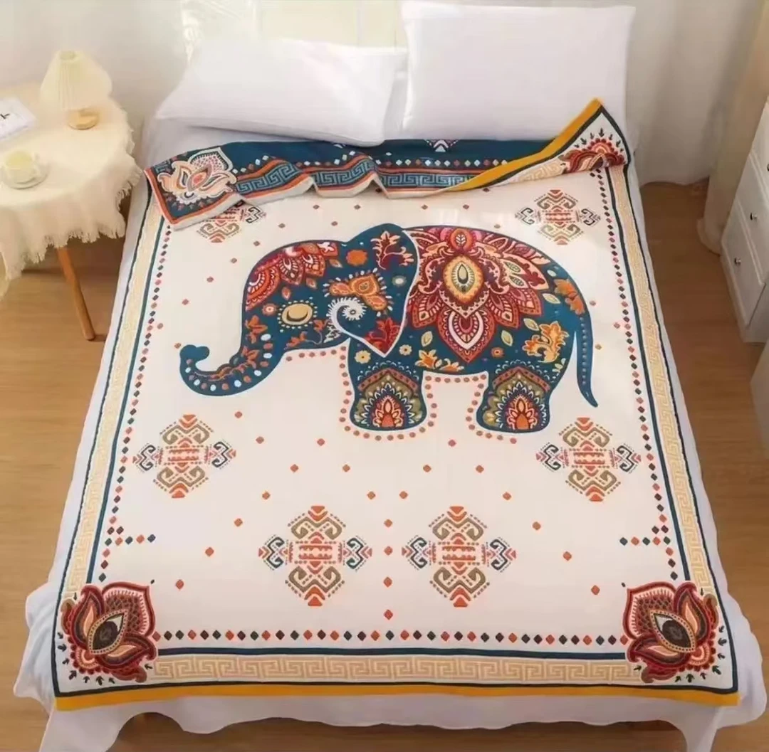 【大曼谷象】150*200cm精品纯棉多层加厚纱布面包被