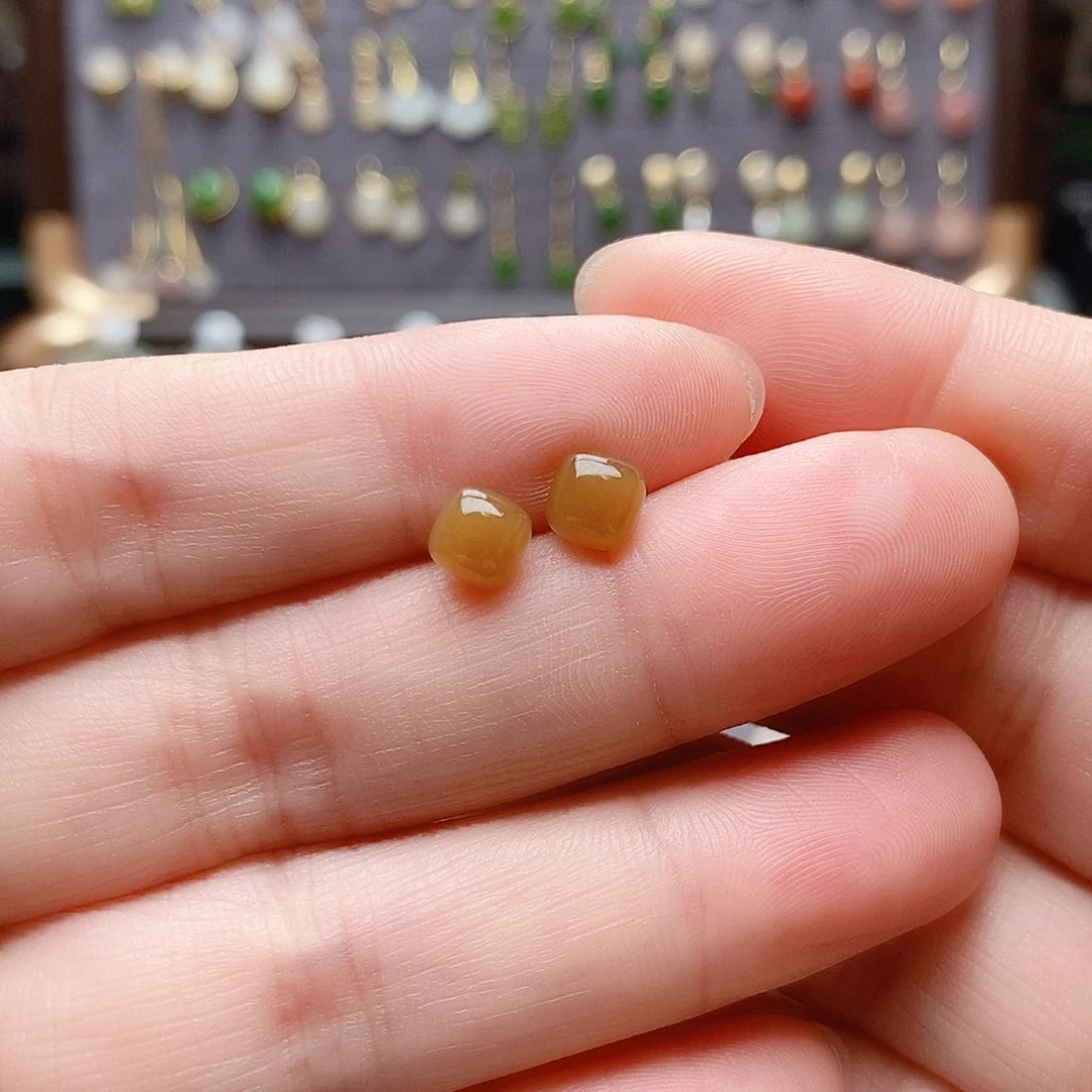 银S925镶嵌和田玉耳饰