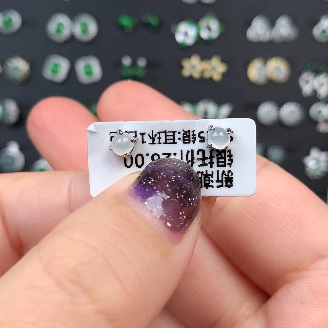 翡翠银S925镶嵌耳饰