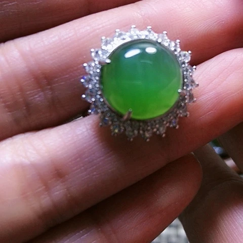 和田玉戒指银S925镶嵌