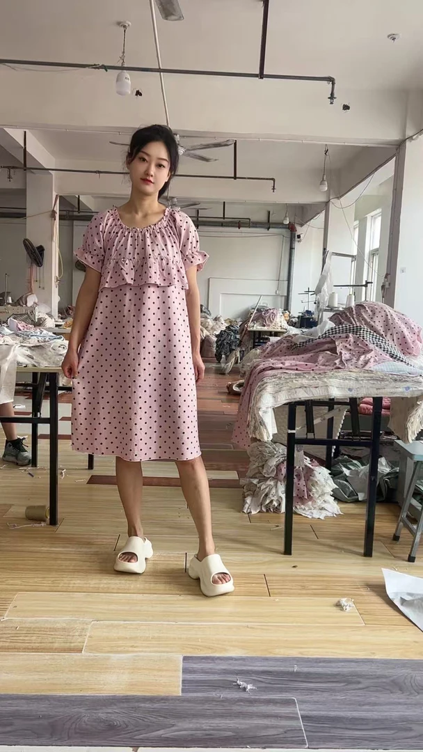 2025新款睡裙夏季薄款短袖100%全棉甜美可爱宽松家居服