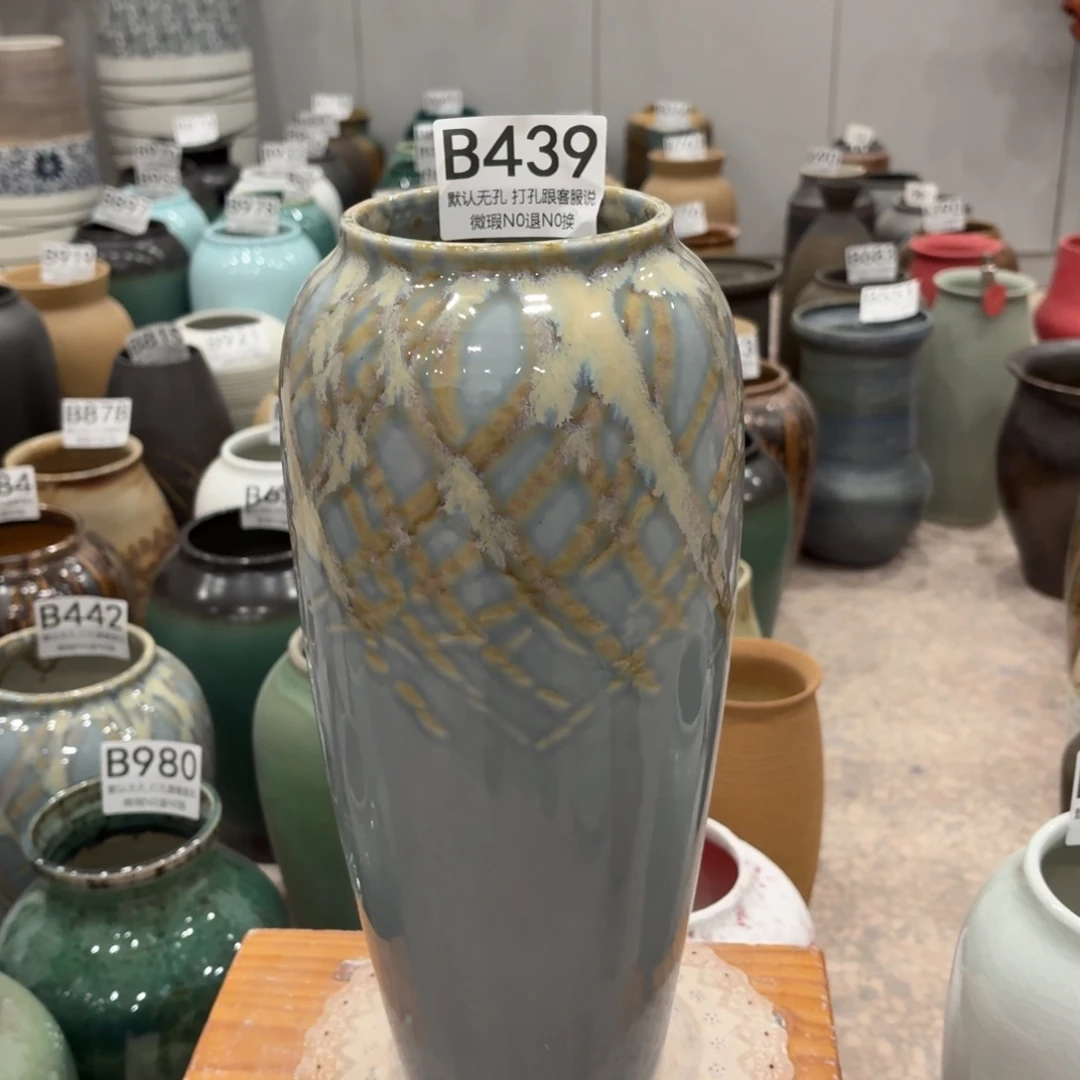 摆件439 景德镇陶瓷花瓶高34口9