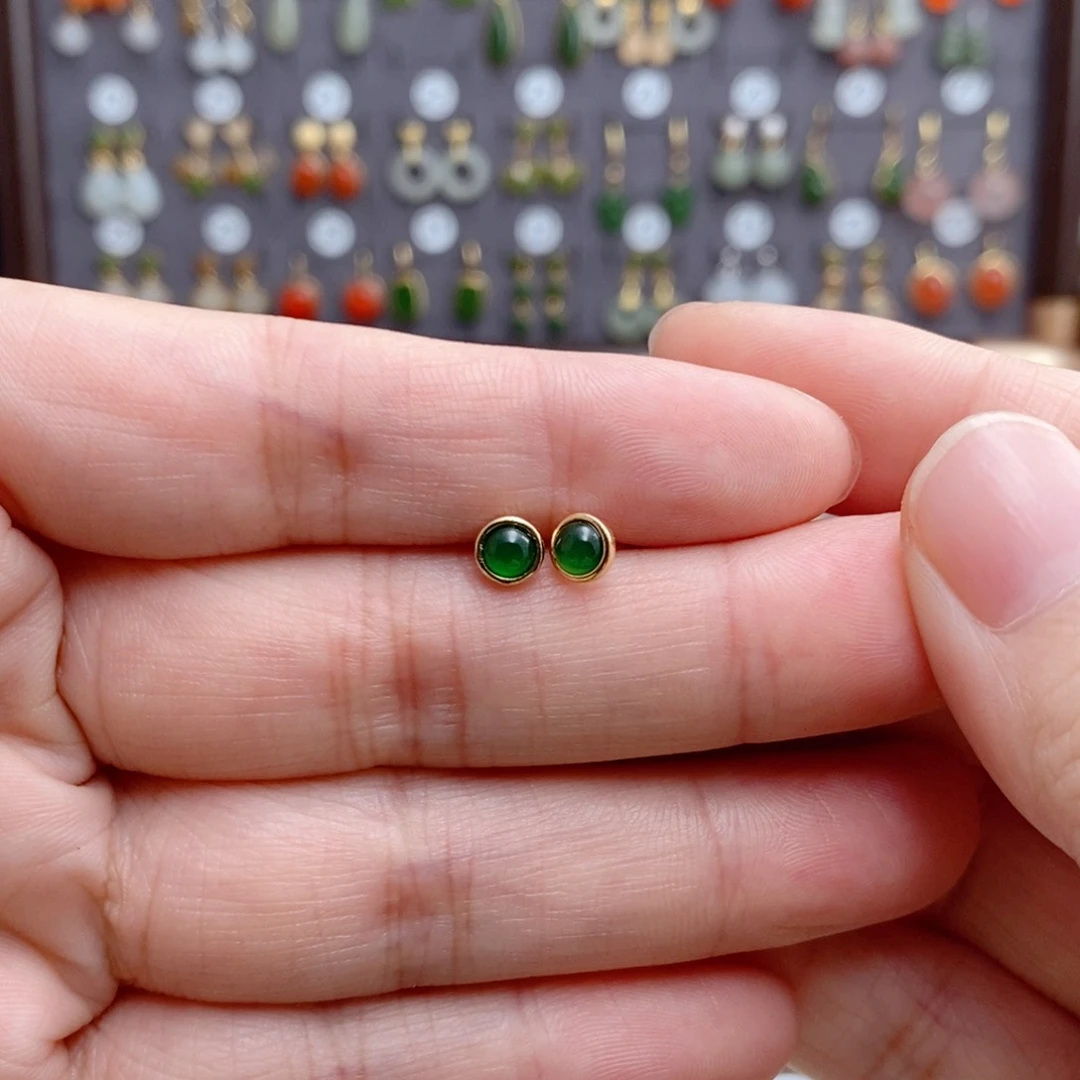 银S925镶嵌和田玉耳饰