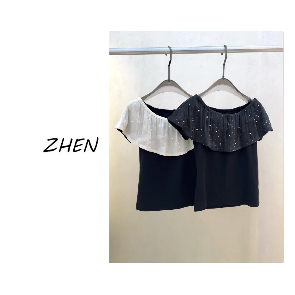 【ZHEN】25K00608 2025新款修身显瘦气质小众设计师款短袖T恤打底