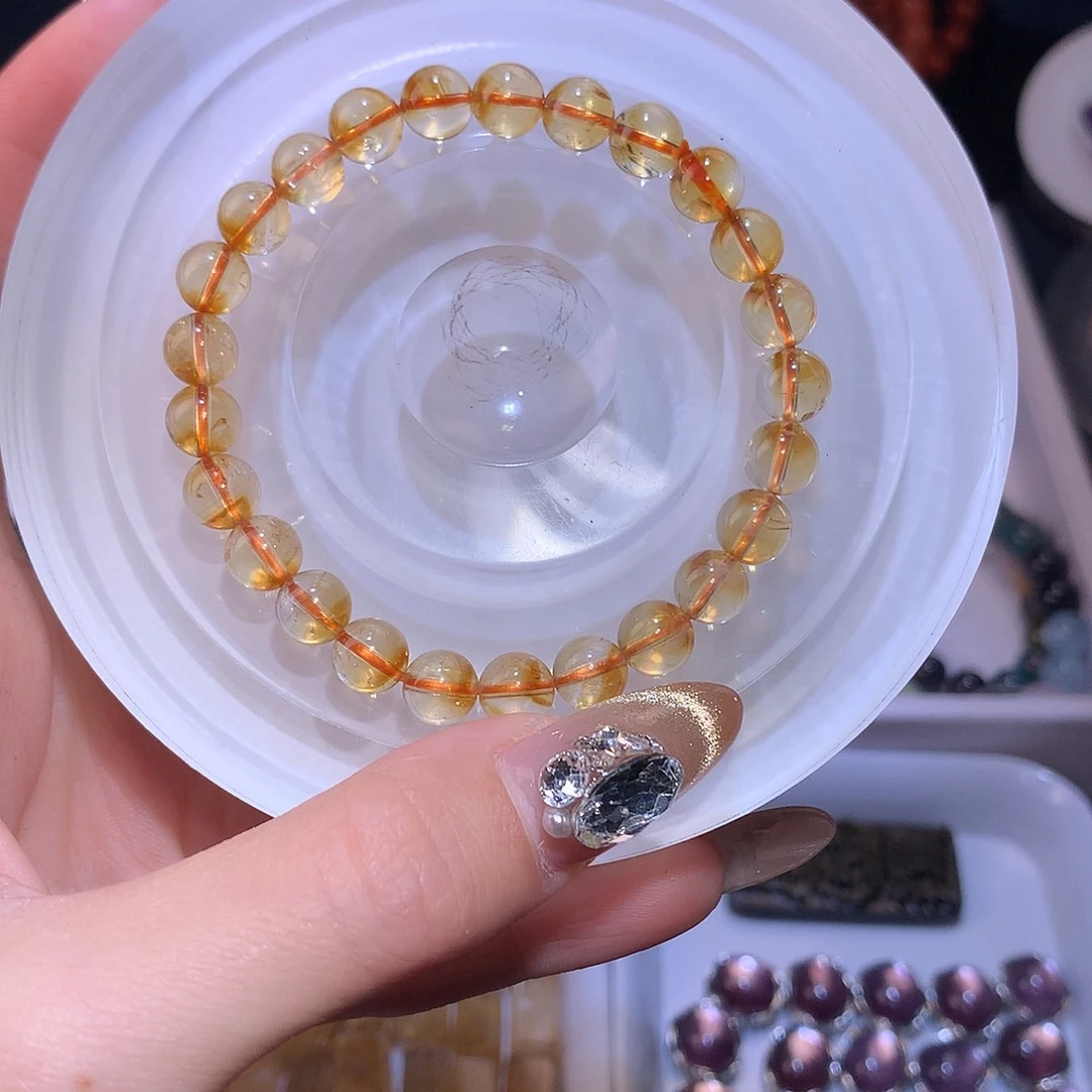 水晶手串未镶嵌黄塔晶7mm