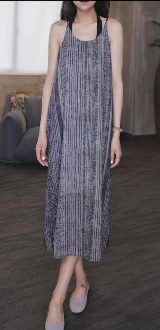 （再见时光）国风重工新中式吊带连衣裙