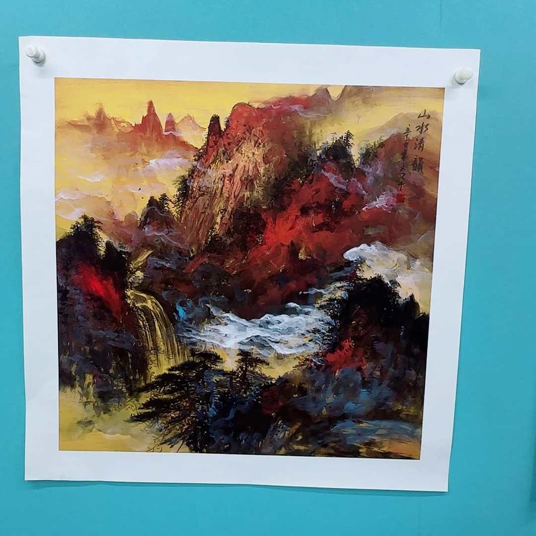 国画李文军教授作品，视频合影证书