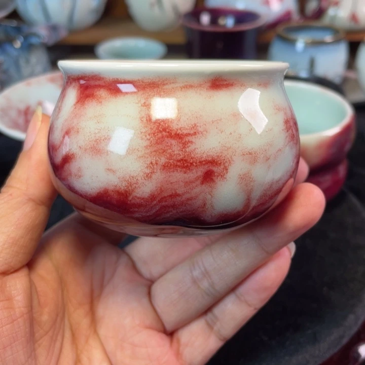 摆件钧瓷玉石釉福袋杯