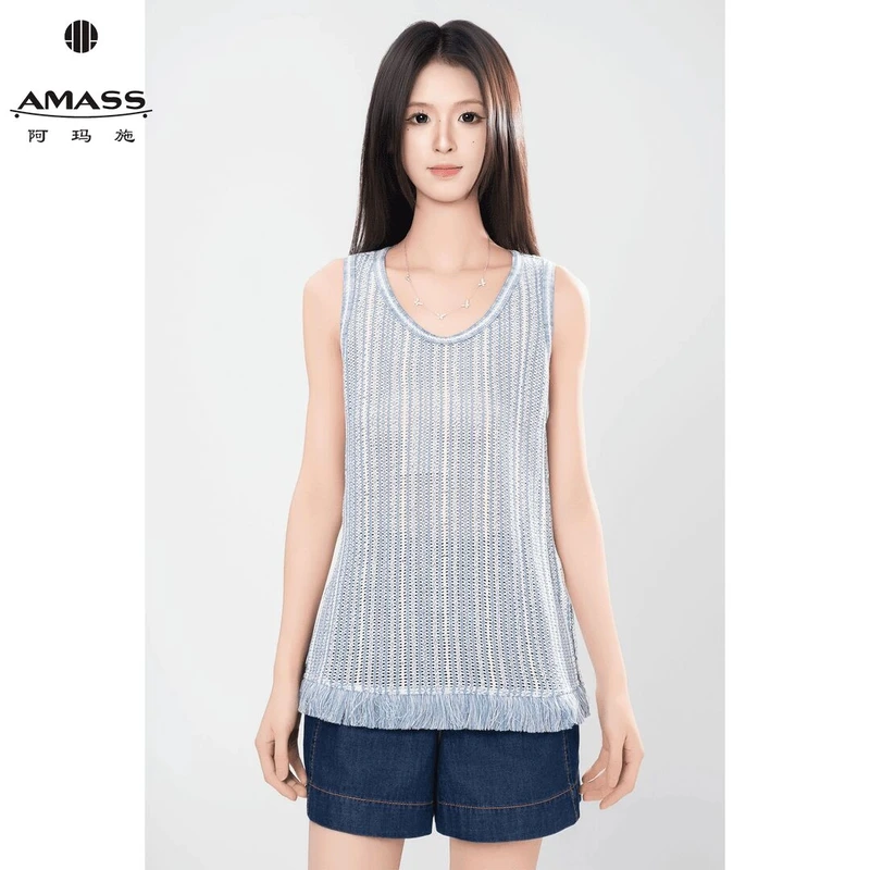 AMASS/阿玛施夏季新款气质度假风优雅时尚编织设计背心女  530049