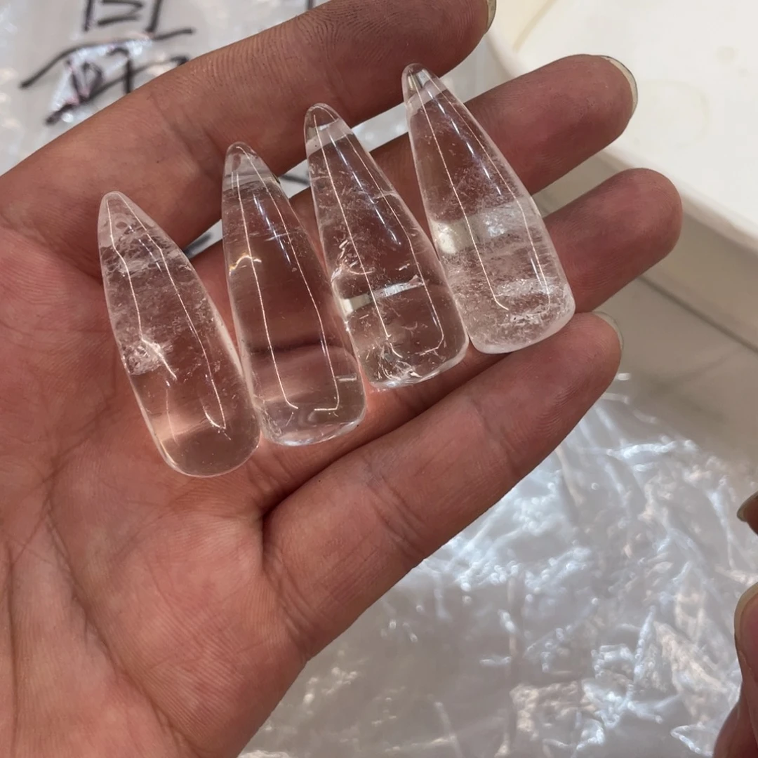 玛瑙/玉髓珠宝半成品未镶嵌四个装白水吊坠15*40mm