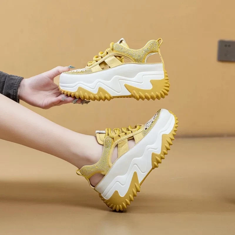 6CM增高老爹鞋女2025新款夏季透气轻奢凉鞋女时尚女款休闲运动鞋