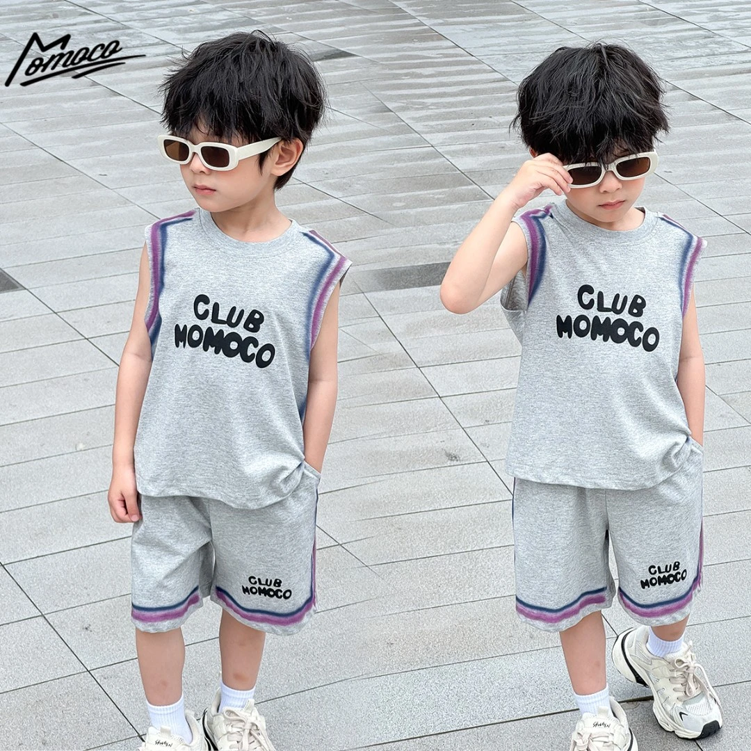 MOMOCO夏季男童时尚运动百搭潮酷字母印花套装两件套77230578486