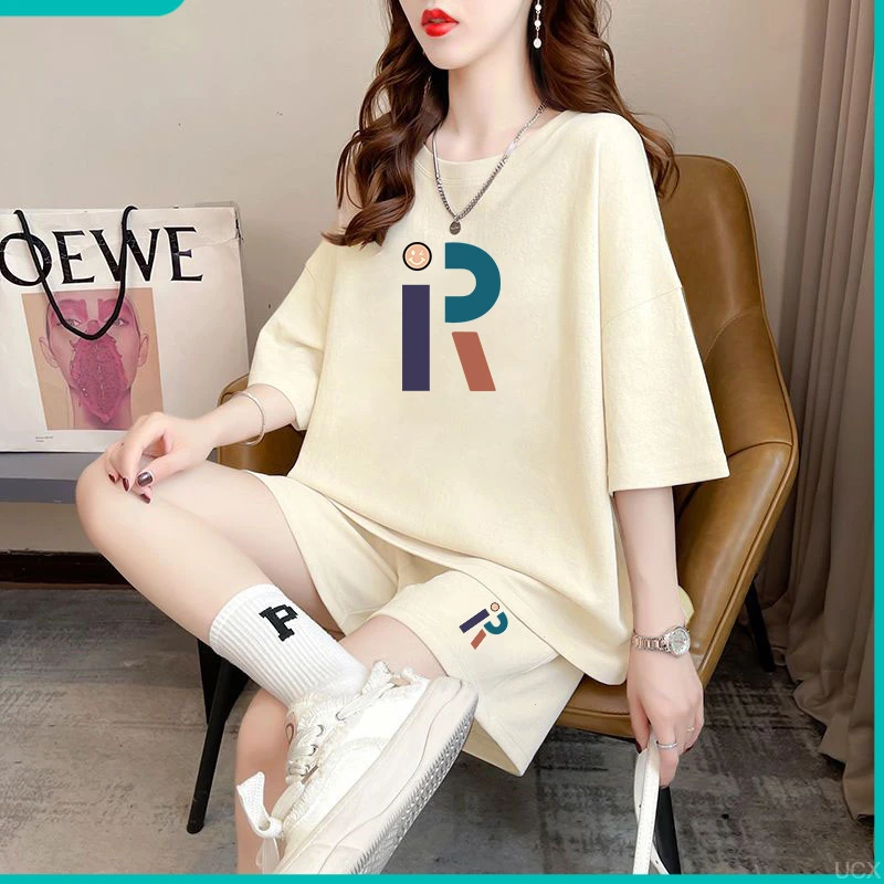 胖妹妹大码休闲运动套装女夏季新款时尚洋气宽松显瘦遮肚子两件套